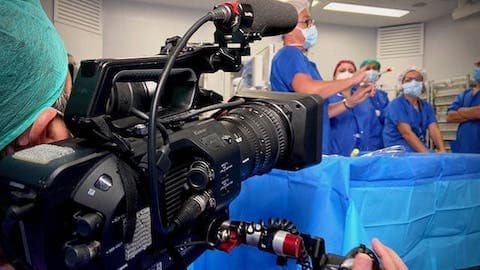 cameraman filming in spanish hospital