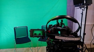camera in front of green-screen studio in Barcelona