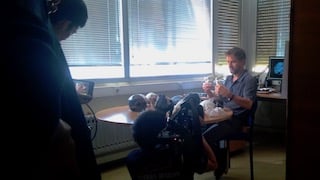 filming scientist with skulls in the CSIC in Madrid