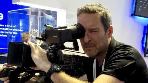 Camera operator filming on a trade fair in Barcelona