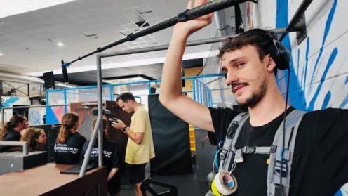 Sound Technician during documentary filming in Almeria