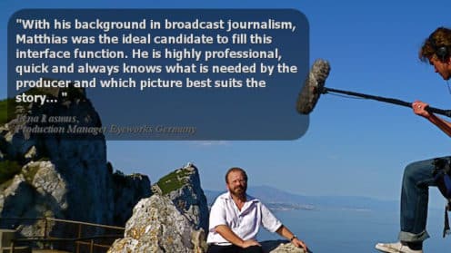 ENG-crew shooting interview on the rock of Gibraltar