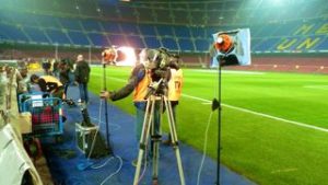 bilingual cameraman Champions League football match, Spain